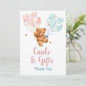 Bärengeschlecht offenbart Ballonkarten und Geschen Dankeskarte (Stehend Vorderseite)