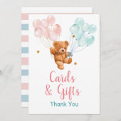 Bärengeschlecht offenbart Ballonkarten und Geschen Dankeskarte (Vorne/Hinten)