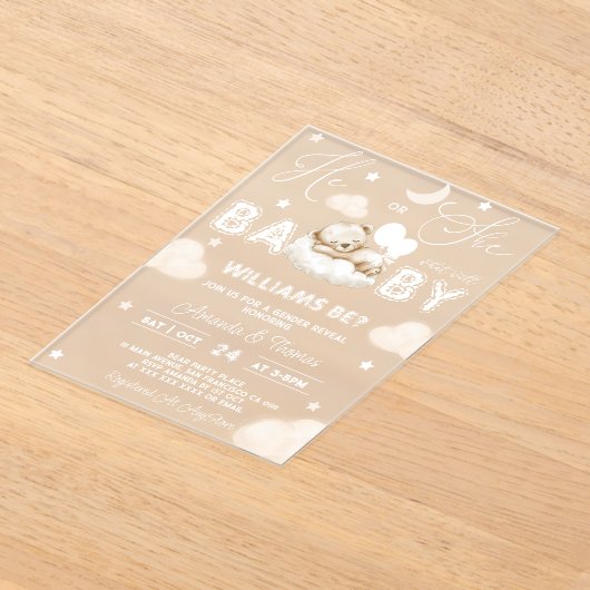 Bärengeschlecht offenbart neutral acryleinladungen (Ablage )