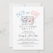 Bärengeschlecht zeigt Junge oder Mädchen Wasserfar Einladung (Vorderseite)