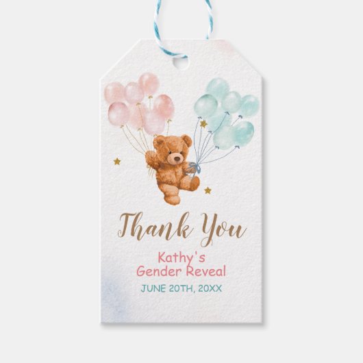 Bärengeschlecht zeigt Rosa und Blau Geschenkanhänger (Vorderseite)