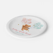 Bärengeschlecht zeigt Rosa und Blauer Ballon Pappteller (Schrägansicht)