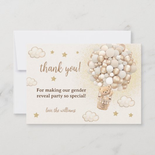 Bärengeschlecht zeigt rustikal Niedlich Dankeskarte (Vorderseite)