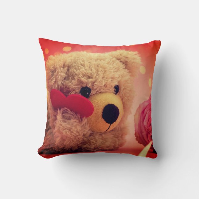 Bärengestanztes Tierherz Kissen (Vorderseite)