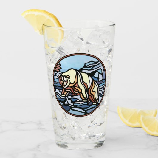 Bärenglas-Tribal-Polar-Bären-Brille Personalisiert Glas (Vorderseite Ice)