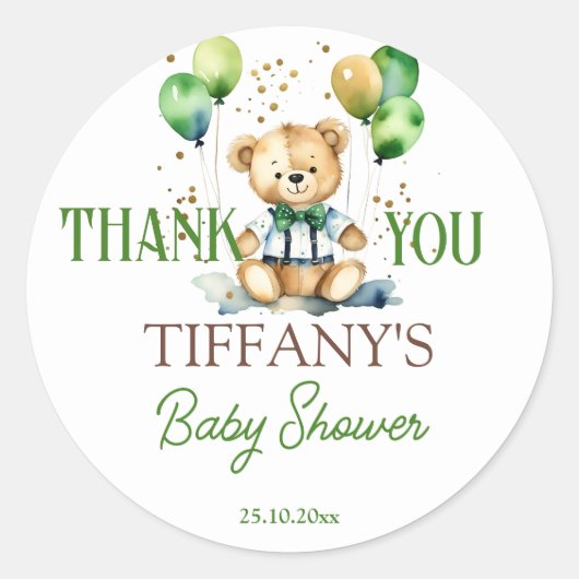 Bärengrüne Babydusche Runder Aufkleber (Vorderseite)