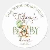 Bärengrüne Babydusche Runder Aufkleber (Vorderseite)