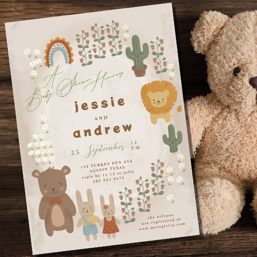 Bärenholzkakteen Woodland unisex Kinderdusche Einladung