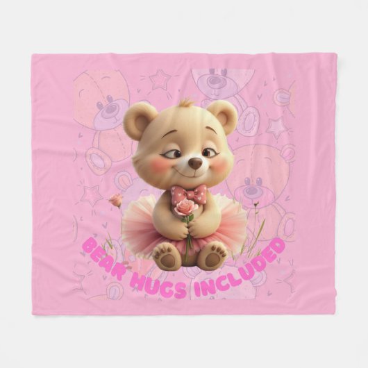 Bärenhugs inbegriffen - süßer Tutu-Bär Fleecedecke (Vorderseite (Horizontal))