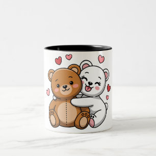 Bärenhugs und Herzschläge Zweifarbige Tasse