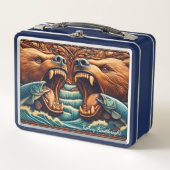 Bärenjagd in rauschenden Rapids Metall Brotdose (Vorderseite)