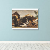 Bärenjagd oder, Schlacht zwischen Hunden und Bären Leinwanddruck (Insitu (Holzboden))