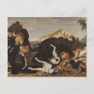 Bärenjagd oder, Schlacht zwischen Hunden und Bären Postkarte