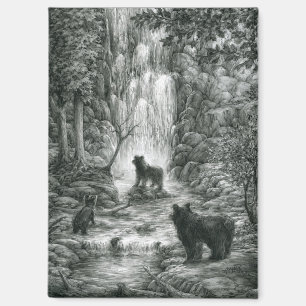 Bärenjunge besuchen den Wasserfall Magnet
