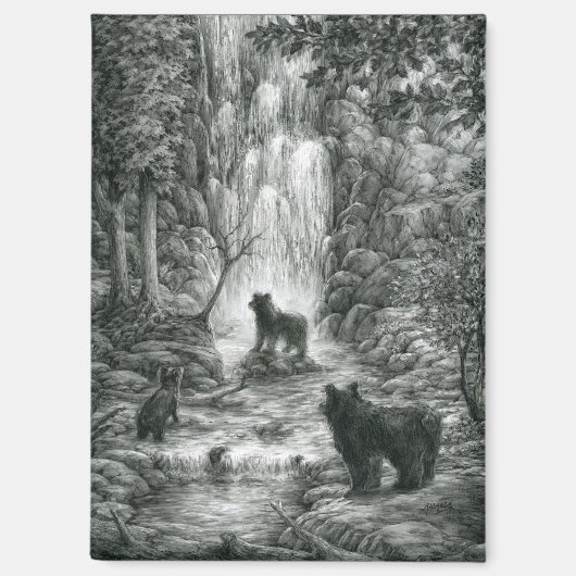 Bärenjunge besuchen den Wasserfall Magnet (Vorderseite)
