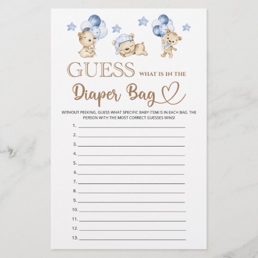 Bärenjunge duschen, was in der Windeltasche ist (Vorderseite)