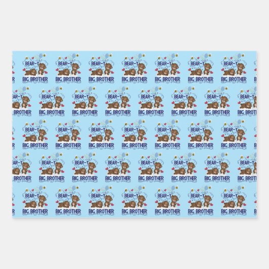 Bärenjunge, sehr große Bruder-Geschwister Geschenkpapier Set (Vorderseite)