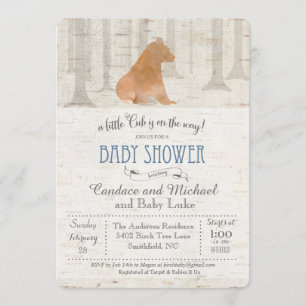 Bärenjungen-Birken-Baby-Shower-Einladung Einladung