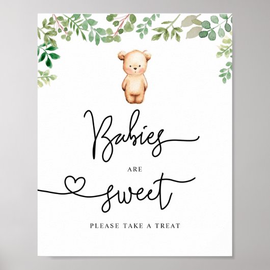 Bärenjungen sind süß und nehmen eine Leckerei Poster (Vorne)