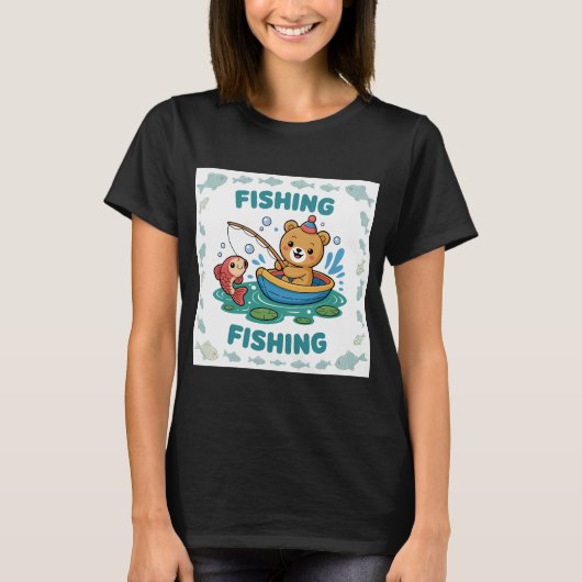 Bärenjunges fischt. T-Shirt (Vorderseite)
