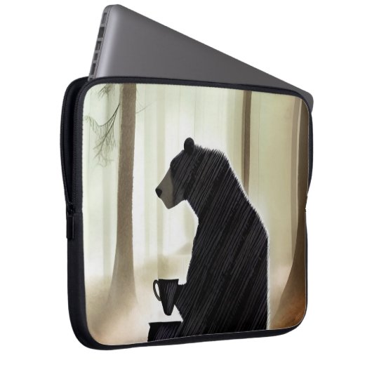 Bärenkaffee im Wald Laptopschutzhülle (Vorne Rechts)