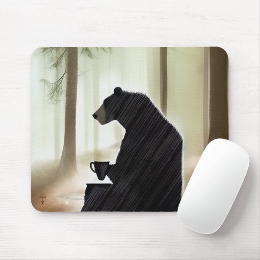 Bärenkaffee im Wald Mousepad (Mit Mouse)
