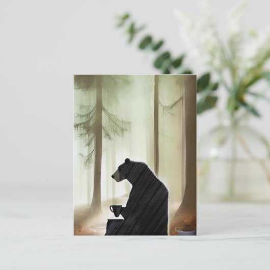 Bärenkaffee im Wald Postkarte (Stehend Vorderseite)