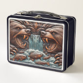 Bärenkampf in rauschenden Rapids Metall Brotdose (Vorderseite)