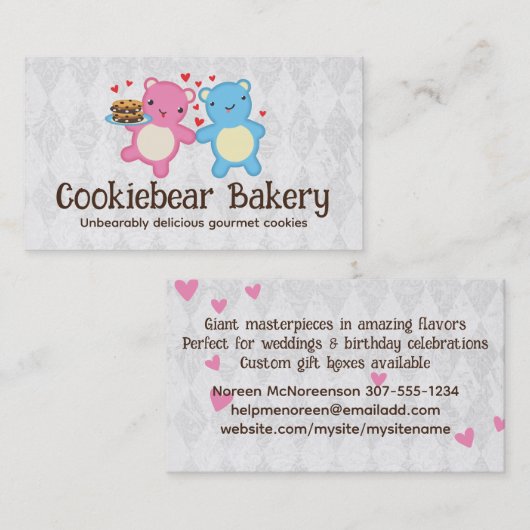 Bärenkekse Bäckerei Backbäckerei Süßigkeiten Visitenkarte (Vorne/Hinten)