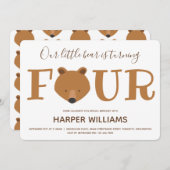 Bärenkinder zum vierten Geburtstag Einladung (Vorne/Hinten)