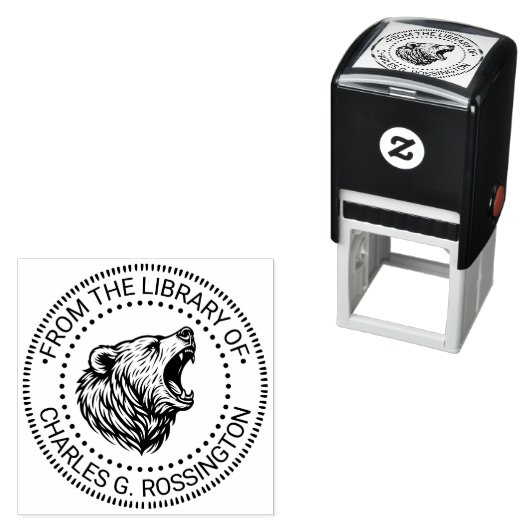 Bärenkopf Baring Teeth Library Buchname #2 Permastempel (Beispiel)