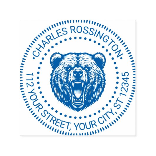 Bärenkopf Baring Zähne #2 Name Rücksendeadresse Permastempel (Design)