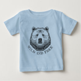 Bärenkopf, frei und frei, Handzeichnung Baby T-shirt