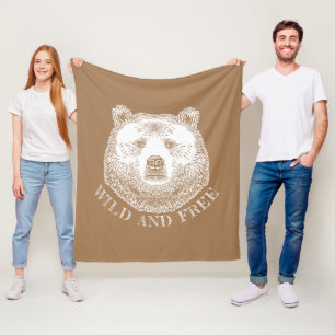 Bärenkopf, frei und frei, Handzeichnung Fleecedecke