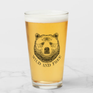Bärenkopf, frei und frei, Handzeichnung Glas