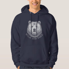 Bärenkopf, frei und frei, Handzeichnung Hoodie