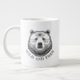 Bärenkopf, frei und frei, Handzeichnung Jumbo-Tasse