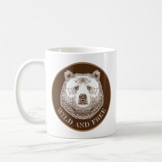 Bärenkopf, frei und frei, Handzeichnung Kaffeetasse (Links)