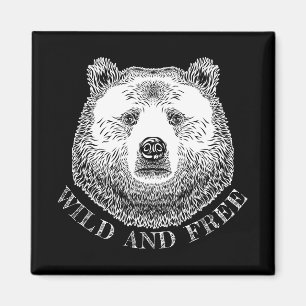 Bärenkopf, frei und frei, Handzeichnung Magnet