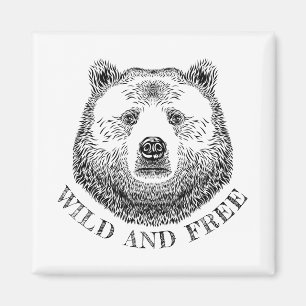 Bärenkopf, frei und frei, Handzeichnung Magnet