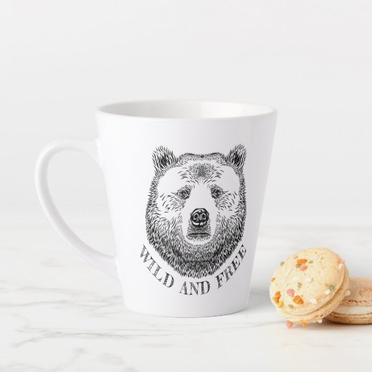 Bärenkopf, frei und frei, Handzeichnung Milchtasse (Beispiel)