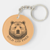 Bärenkopf, frei und frei, Handzeichnung Schlüsselanhänger (Rückseite)