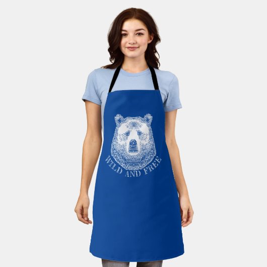 Bärenkopf, frei und frei, Handzeichnung Schürze (Getragen)