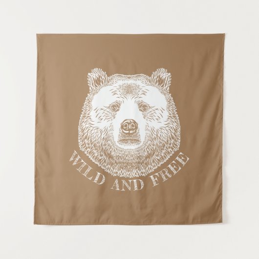 Bärenkopf, frei und frei, Handzeichnung Wandteppich (Vorderseite)