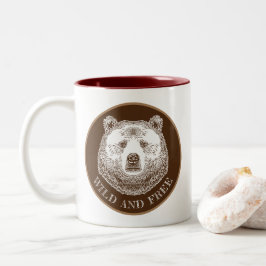 Bärenkopf, frei und frei, Handzeichnung Zweifarbige Tasse