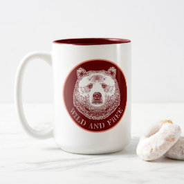 Bärenkopf, frei und frei, Handzeichnung Zweifarbige Tasse