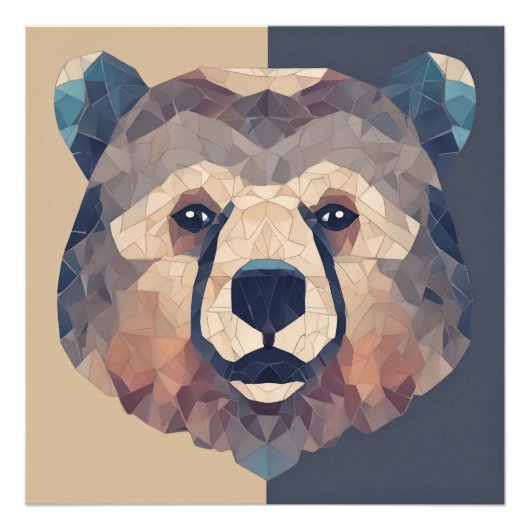 Bärenkopf Low Poly Design Fotodruck (Vorne)