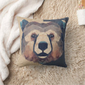 Bärenkopf Low Poly Design Kissen (Decke)