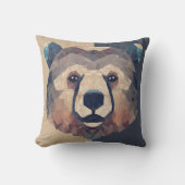 Bärenkopf Low Poly Design Kissen (Vorderseite)
