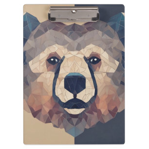 Bärenkopf Low Poly Design Klemmbrett